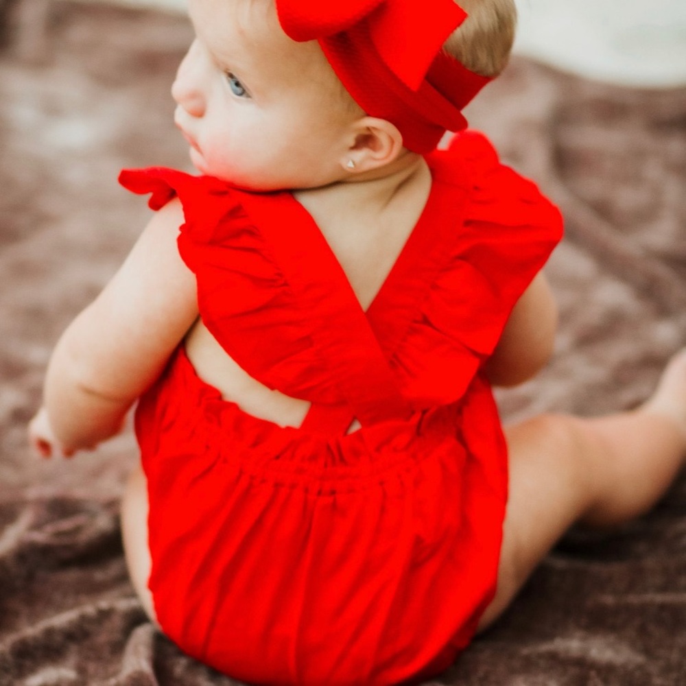 Red Romper 0-3 Months - purchased on Etsy